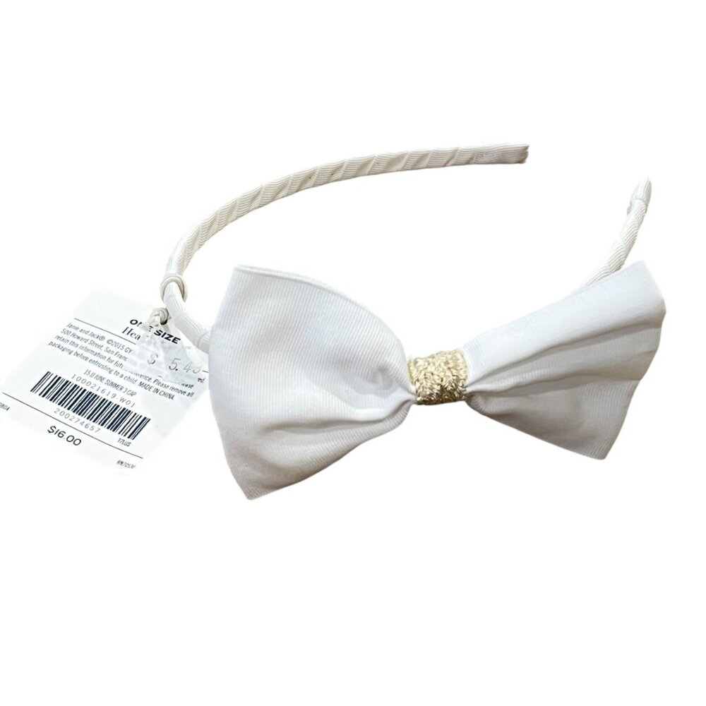 Savanna Soirie White & Gold Janie and Jack Headband With Bow Accent NWT